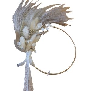 Pampas grass bouquet Trockenblumen Pampas grass wreath gold hoop 6" diam…